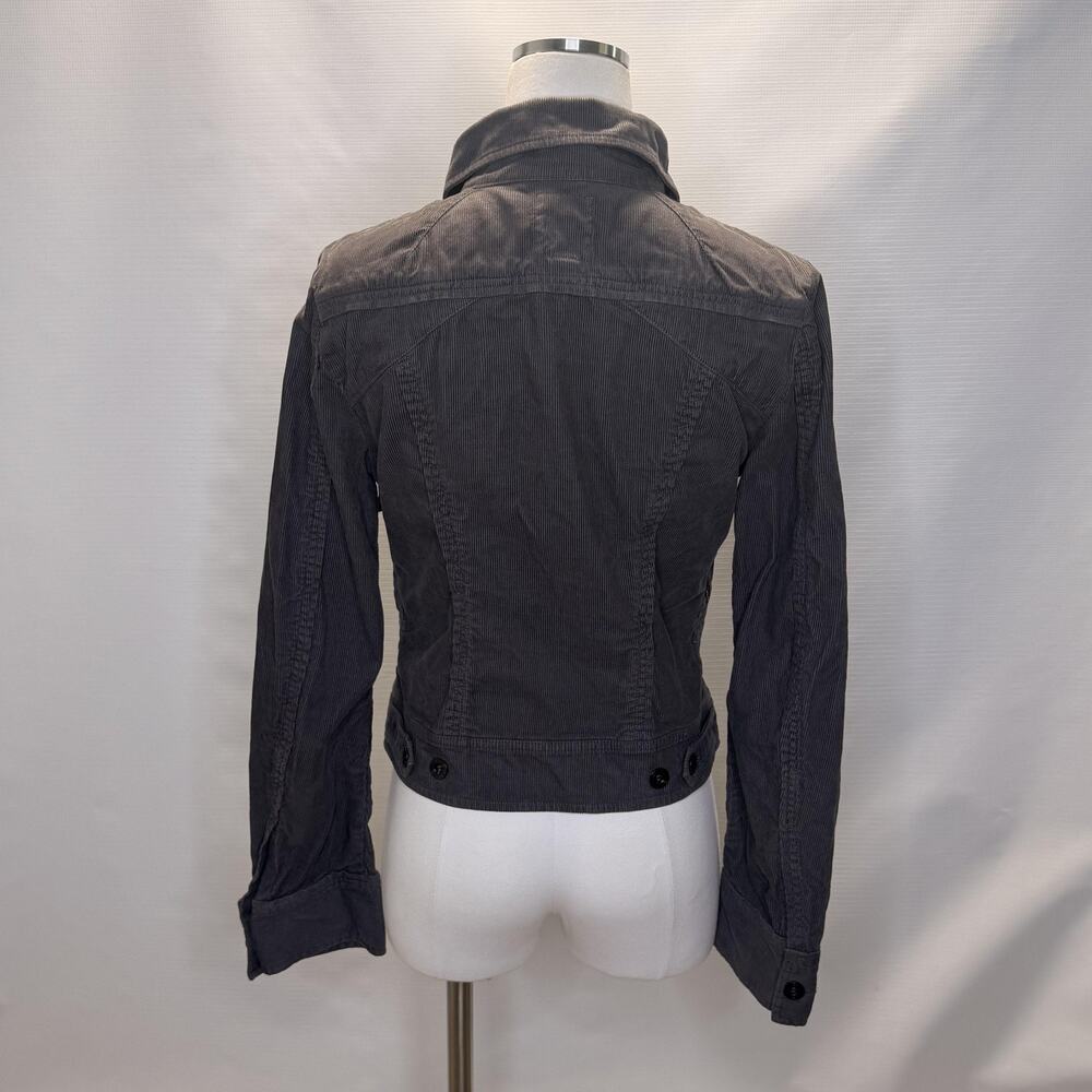 Diesel Jacket Womens Medium Gray Corduroy Full Zip Utility Pockets Short Fitted - Picture 3 of 13